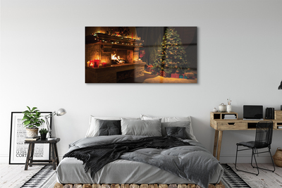 Quadro su vetro acrilico Regali decorazioni per il camino dell'albero di Natale