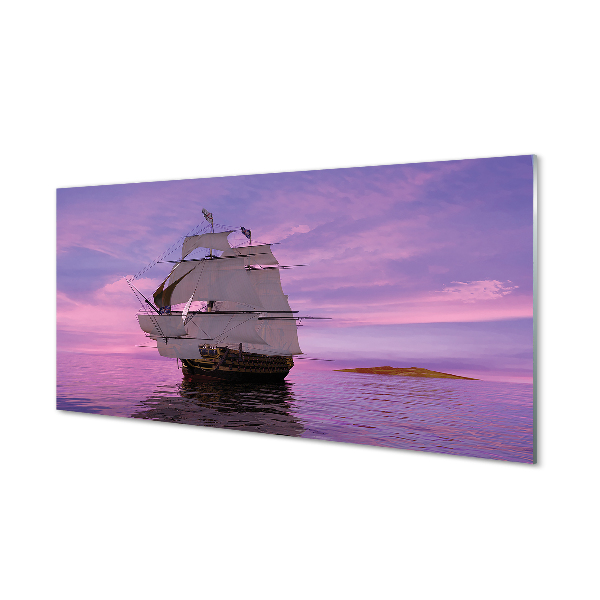 Quadro acrilico Nave del mare del paradiso viola