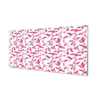 Quadro acrilico Uccelli rosa
