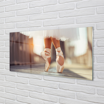 Quadro in vetro acrilico Gambe delle gambe della ballerina bianca