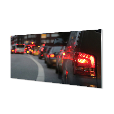 Quadro in vetro acrilico Auto Light Traffic Jam Street City