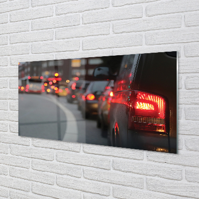 Quadro in vetro acrilico Auto Light Traffic Jam Street City