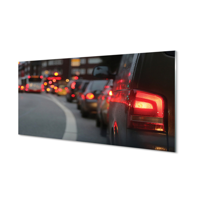 Quadro in vetro acrilico Auto Light Traffic Jam Street City