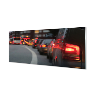 Quadro in vetro acrilico Auto Light Traffic Jam Street City