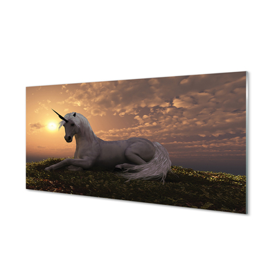 Quadro in vetro acrilico Unicorn Mountain Sunset