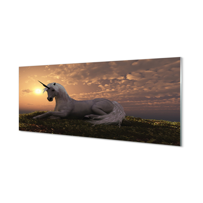 Quadro in vetro acrilico Unicorn Mountain Sunset