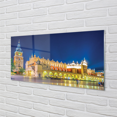 Quadro in vetro acrilico Night Hall di Cracovia