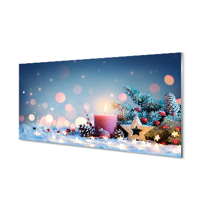 Quadro vetro acrilico Snow santa candela