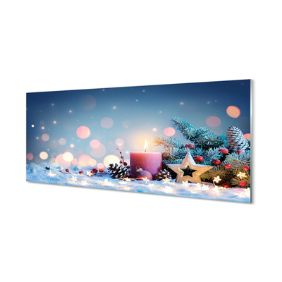 Quadro vetro acrilico Snow santa candela