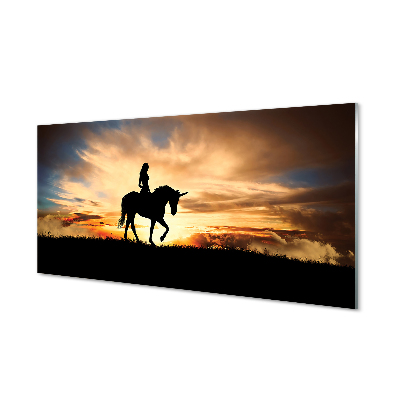 Quadro acrilico Una donna su un tramonto unicorno