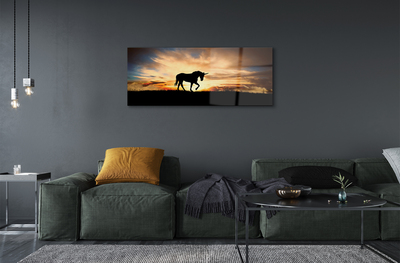 Quadro su vetro acrilico Sunset unicorno