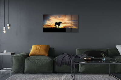 Quadro su vetro acrilico Sunset unicorno