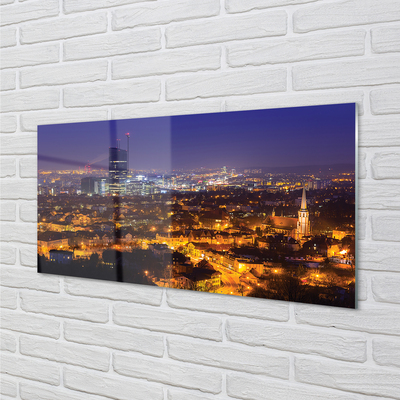 Quadro acrilico Night panorama della città di Darńsk