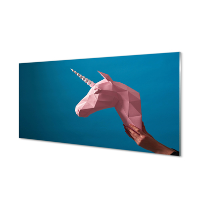 Quadro acrilico Origami unicorno rosa