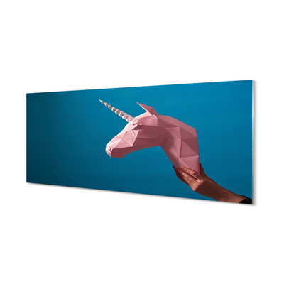 Quadro acrilico Origami unicorno rosa