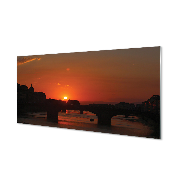 Quadro su vetro acrilico Sunset del fiume Italia