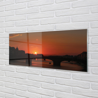 Quadro su vetro acrilico Sunset del fiume Italia