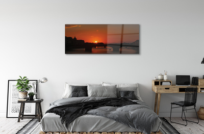 Quadro su vetro acrilico Sunset del fiume Italia