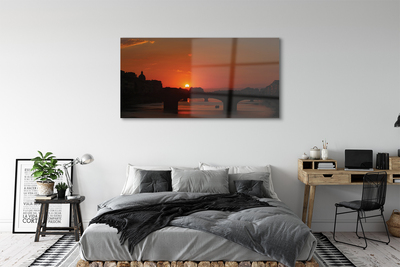 Quadro su vetro acrilico Sunset del fiume Italia