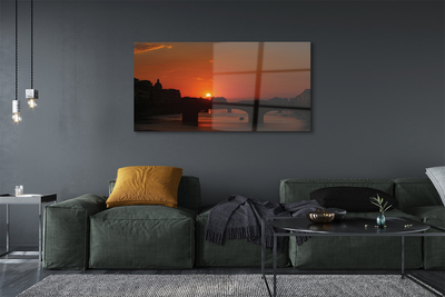 Quadro su vetro acrilico Sunset del fiume Italia