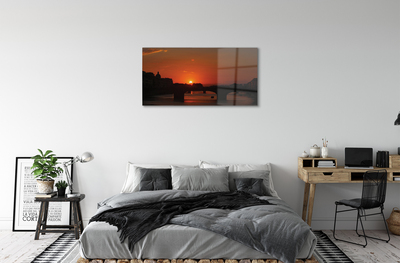 Quadro su vetro acrilico Sunset del fiume Italia