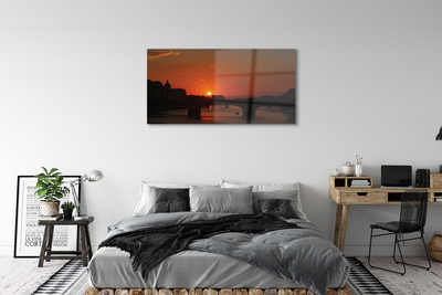 Quadro su vetro acrilico Sunset del fiume Italia