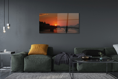 Quadro su vetro acrilico Sunset del fiume Italia