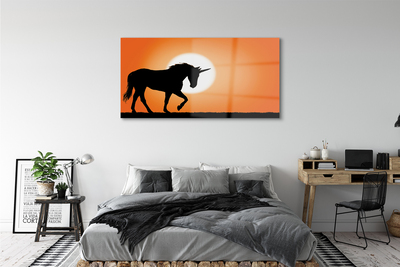 Quadro acrilico Sunset unicorno