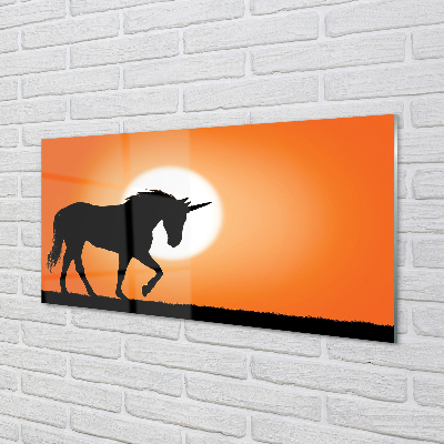 Quadro acrilico Sunset unicorno