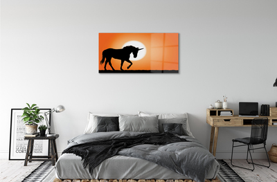 Quadro acrilico Sunset unicorno