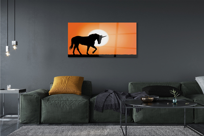 Quadro acrilico Sunset unicorno