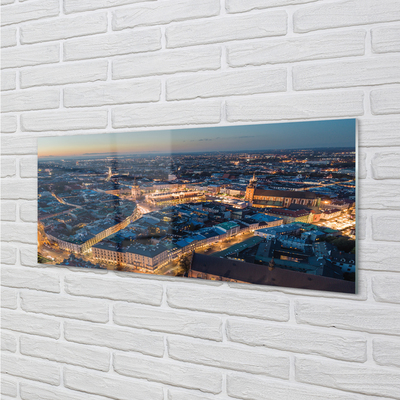 Quadro su vetro acrilico Night Panorama di Cracovia