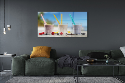 Quadro acrilico Cannucce colorate cocktail in vetro