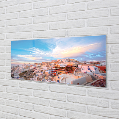 Quadro vetro acrilico Grecia Panorama City Sunset