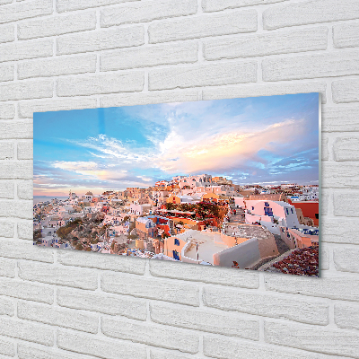 Quadro vetro acrilico Grecia Panorama City Sunset