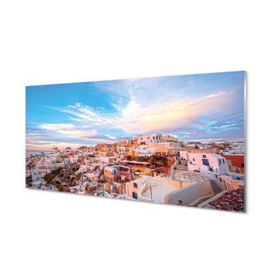 Quadro vetro acrilico Grecia Panorama City Sunset