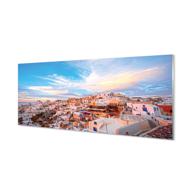 Quadro vetro acrilico Grecia Panorama City Sunset