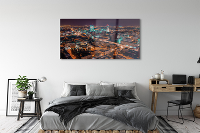 Quadro acrilico Panorama della notte della città di Varsavia