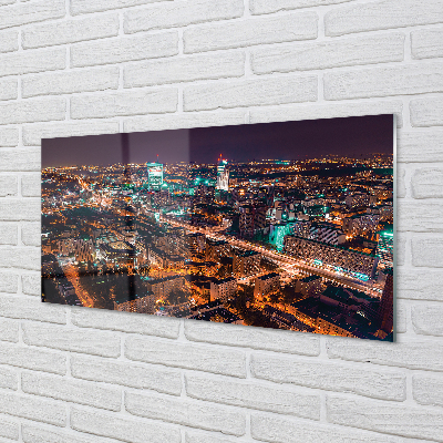 Quadro acrilico Panorama della notte della città di Varsavia