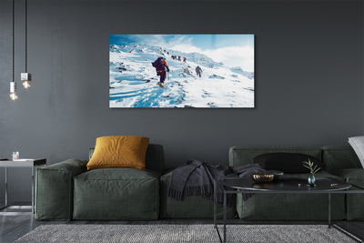 Quadro su vetro acrilico Arrampicata in montagna inverno