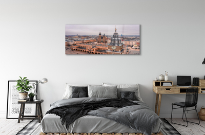 Quadro acrilico Chiese invernali panorama di Cracovia