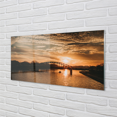 Quadro vetro acrilico Cracovia Bridge Sunset River