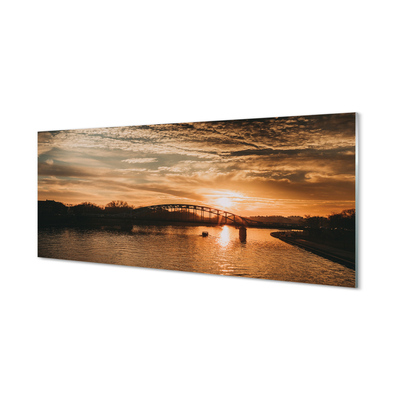 Quadro vetro acrilico Cracovia Bridge Sunset River