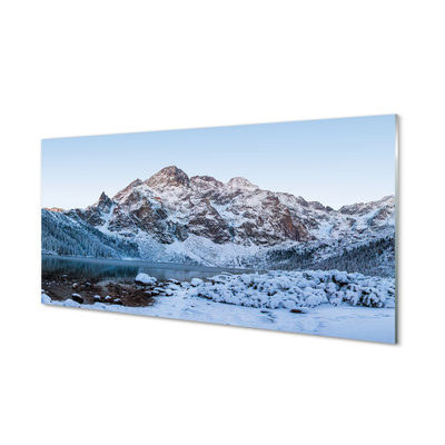 Quadro su vetro acrilico Montagne Lago di neve invernale