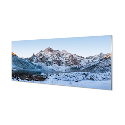 Quadro su vetro acrilico Montagne Lago di neve invernale