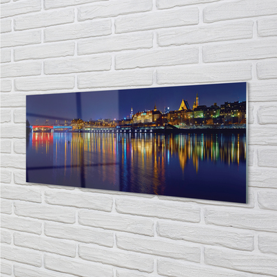 Quadro acrilico Warsaw River Bridge Night City