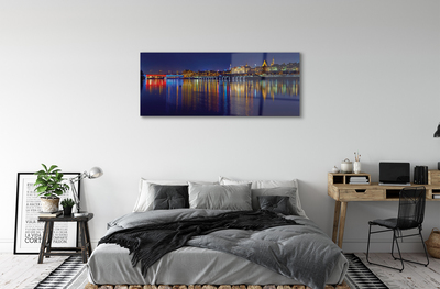 Quadro acrilico Warsaw River Bridge Night City