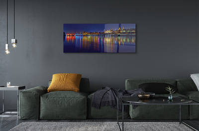 Quadro acrilico Warsaw River Bridge Night City