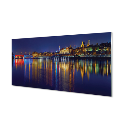 Quadro acrilico Warsaw River Bridge Night City