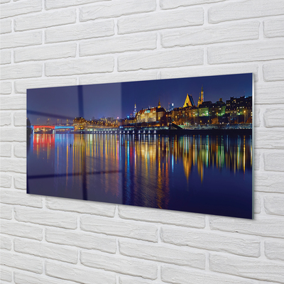 Quadro acrilico Warsaw River Bridge Night City